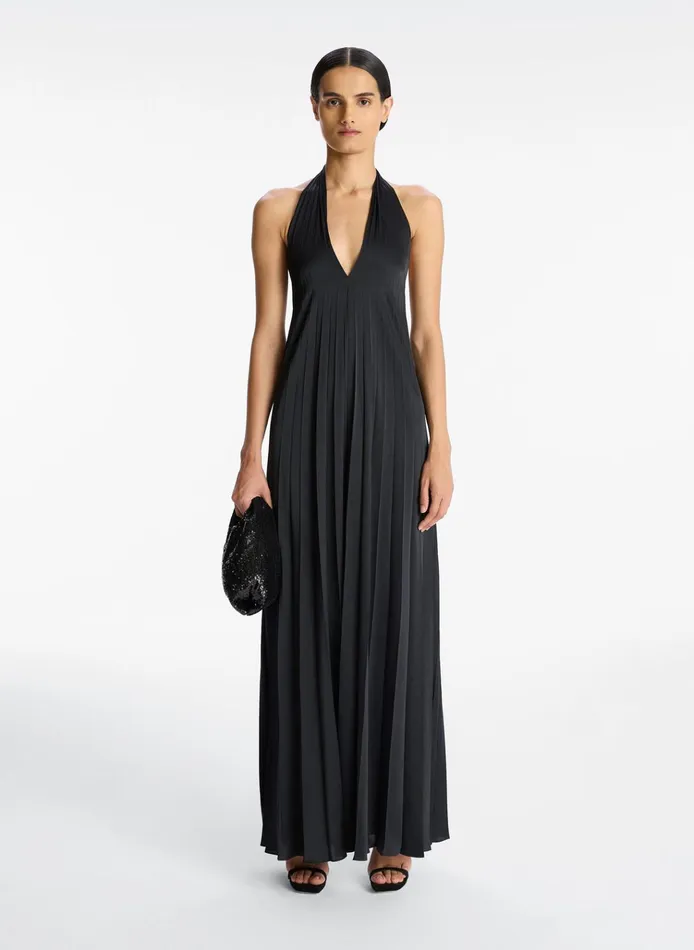 Women Bottoms ALC Rio Satin Pleated Jumpsuit Black