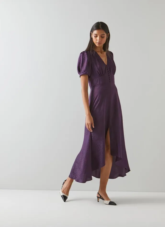 Women Bryony Purple Heart Jacquard Midi Dress Mulberry LKBennett Dresses Women Bryony Purple Heart Jacquard Midi Dress Mulberry LKBennett Dresses
