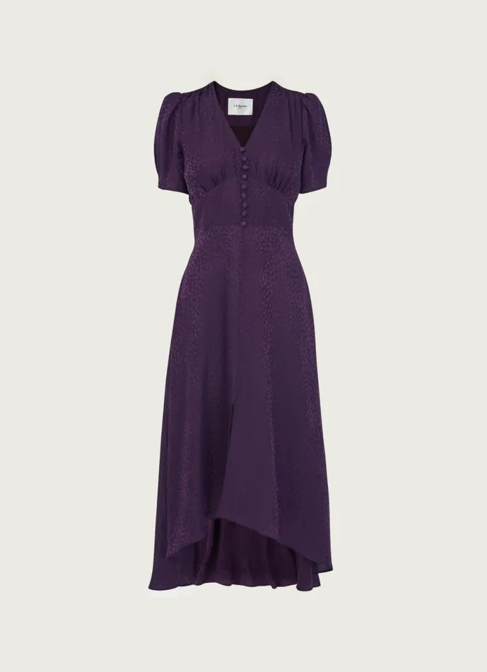 Women Bryony Purple Heart Jacquard Midi Dress Mulberry LKBennett Dresses Women Bryony Purple Heart Jacquard Midi Dress Mulberry LKBennett Dresses