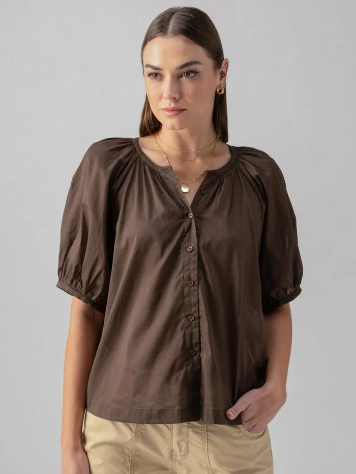 Women Bubble Sleeve Boho Blouse Mud Bath Sanctuary Clothing Tees and Tops