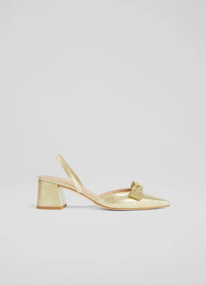 Women Cadence Gold Glitter BowFront Slingbacks Gold LKBennett Court Shoes