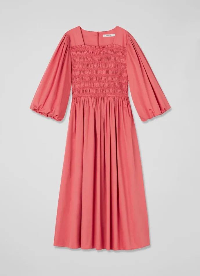 Women Calister Dark Pink Organic Cotton Shirred Dress Rose LKBennett Dresses Women Calister Dark Pink Organic Cotton Shirred Dress Rose LKBennett Dresses