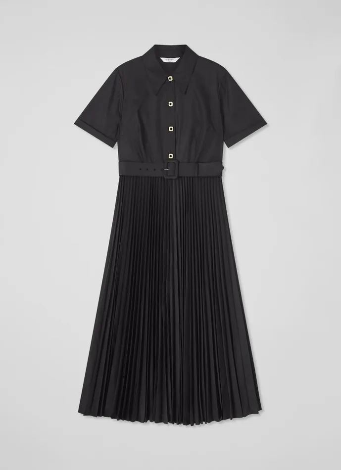Women Cally Black Pleated Shirt Dress Black LKBennett Dresses Women Cally Black Pleated Shirt Dress Black LKBennett Dresses