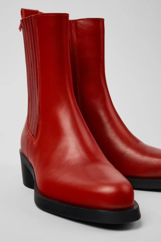 Women Camper Ankle Boots Bonnie Red Leather Boots
