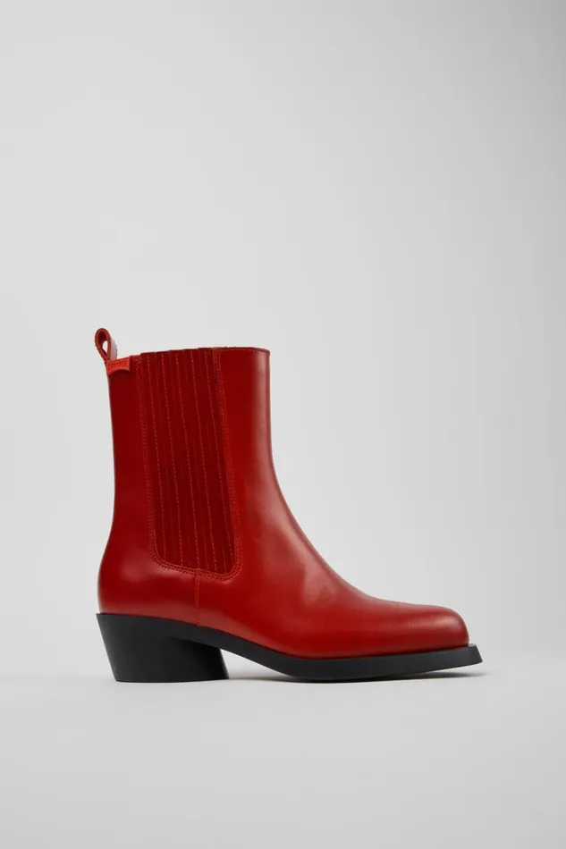 Women Camper Ankle Boots Bonnie Red Leather Boots Women Camper Ankle Boots Bonnie Red Leather Boots
