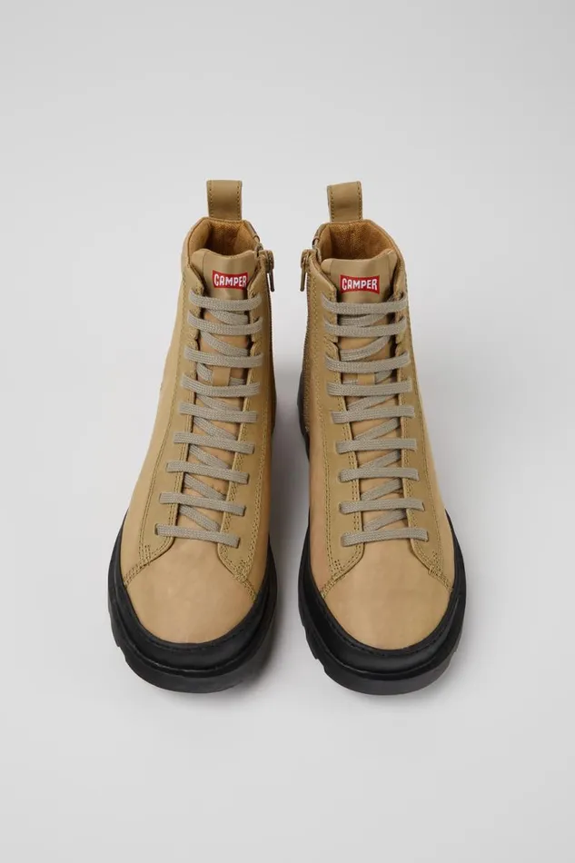 Women Camper Ankle Boots Brutus Beige Textile And Leather Ankle Boots Women Camper Ankle Boots Brutus Beige Textile And Leather Ankle Boots