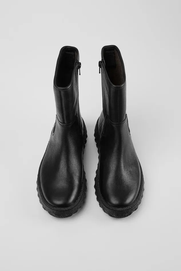 Women Camper Ankle Boots Ground MICHELIN Black Leather Boots Women Camper Ankle Boots Ground MICHELIN Black Leather Boots