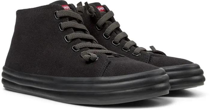Women Camper Ankle Boots Hoops Black Textile Sneakers
