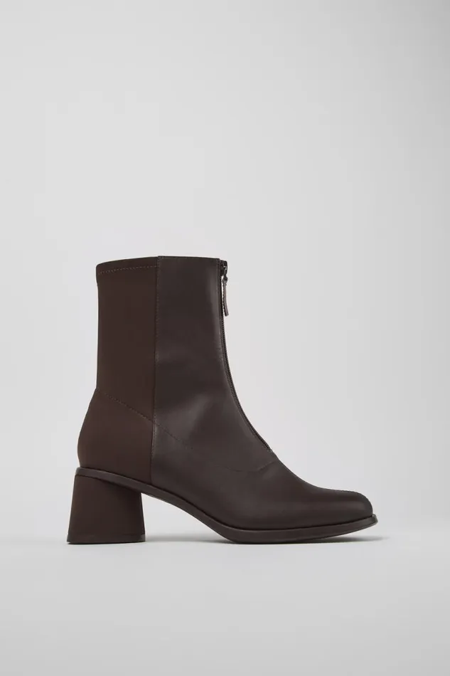 Women Camper Ankle Boots Kiara Brown Leather And Recycled PET Boots Women Camper Ankle Boots Kiara Brown Leather And Recycled PET Boots