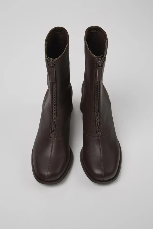 Women Camper Ankle Boots Kiara Brown Leather And Recycled PET Boots Women Camper Ankle Boots Kiara Brown Leather And Recycled PET Boots