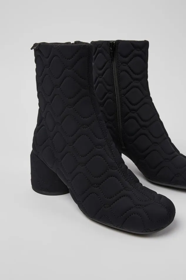 Women Camper Ankle Boots Niki Black Textile Boots