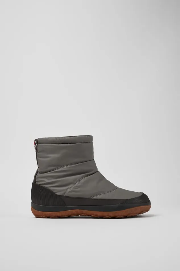 Women Camper Ankle Boots Peu Pista GORETEX Gray Textile And Leather Boots