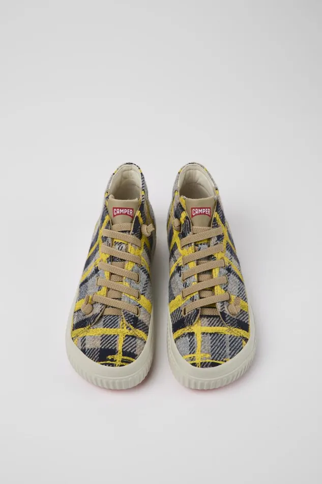 Women Camper Ankle Boots Peu Roda Yellow Multicolored Recycled Wool Sneakers Women Camper Ankle Boots Peu Roda Yellow Multicolored Recycled Wool Sneakers