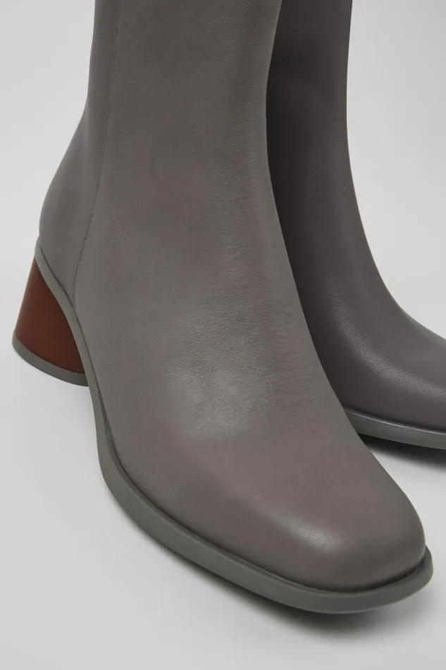 Women Camper Ankle Boots Twins Gray Leather Boots