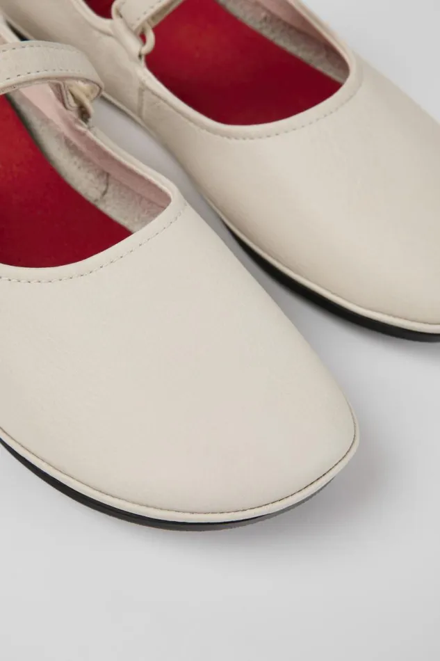 Women Camper Ballerinas Right White Leather Shoes
