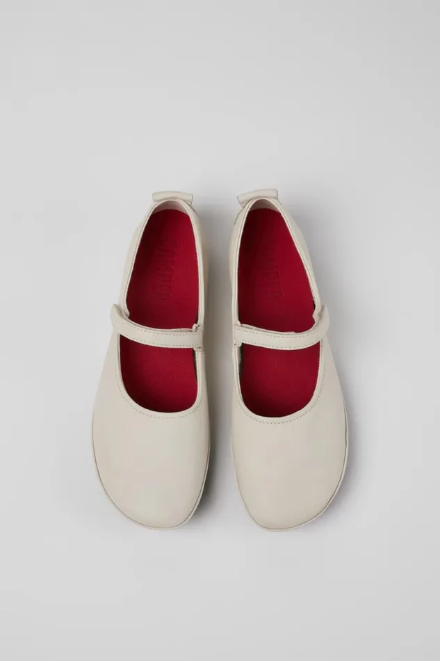 Women Camper Ballerinas Right White Leather Shoes Women Camper Ballerinas Right White Leather Shoes