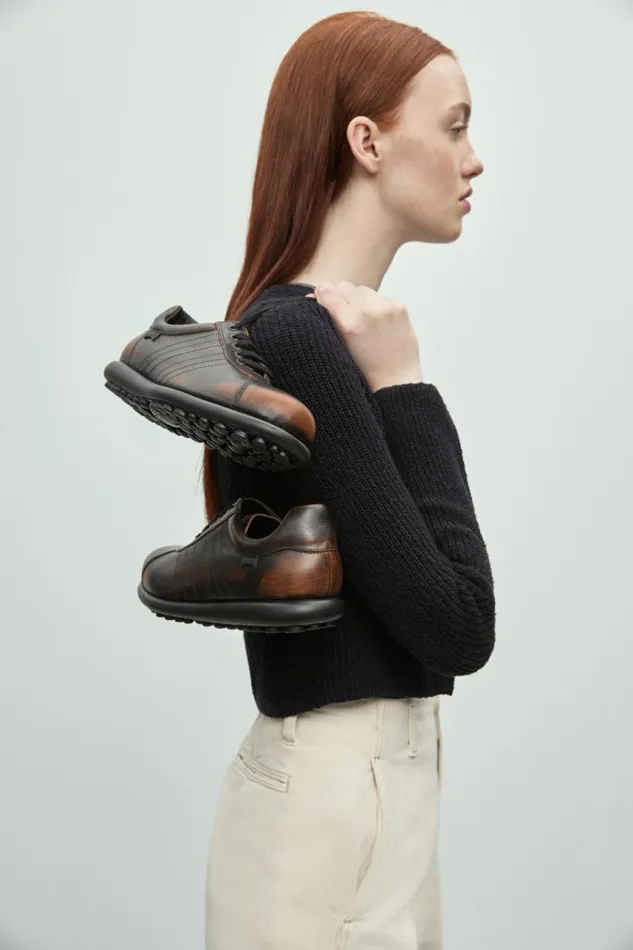 Women Camper Casual Shoes Pelotas Bicolor Leather Shoes