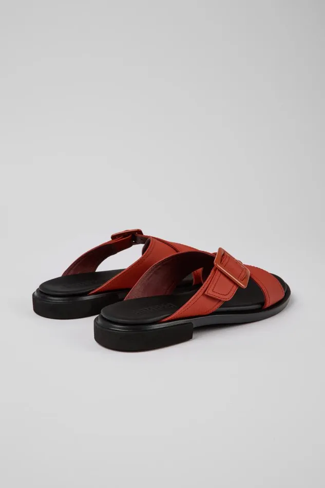 Women Camper Flat Shoes Edy Red Leather Sandals Women Camper Flat Shoes Edy Red Leather Sandals