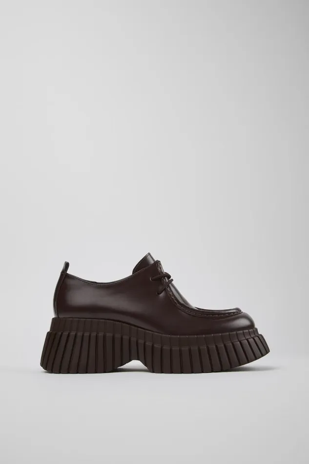 Women Camper Formal Shoes BCN Brown Leather Shoes