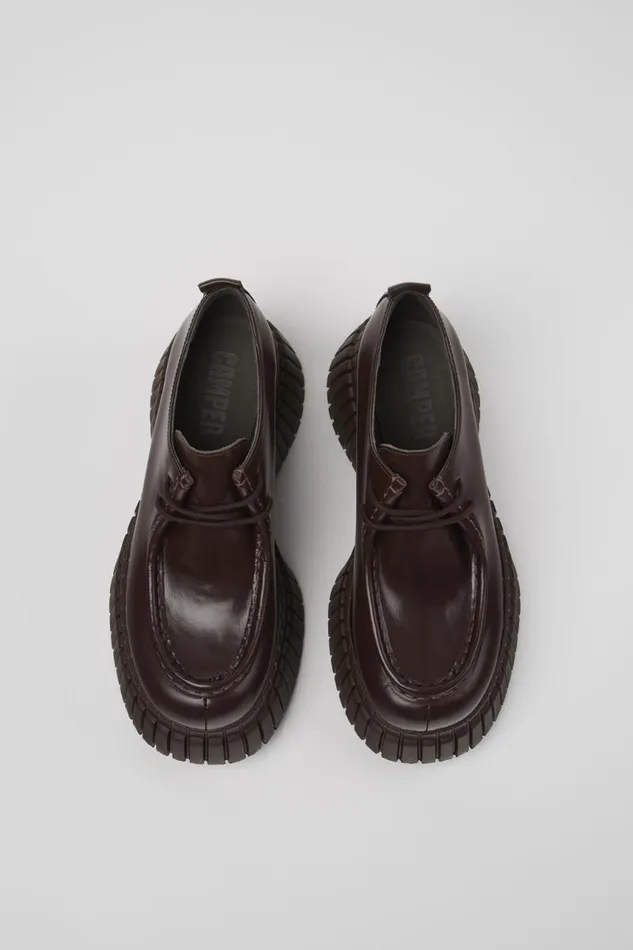 Women Camper Formal Shoes BCN Brown Leather Shoes Women Camper Formal Shoes BCN Brown Leather Shoes