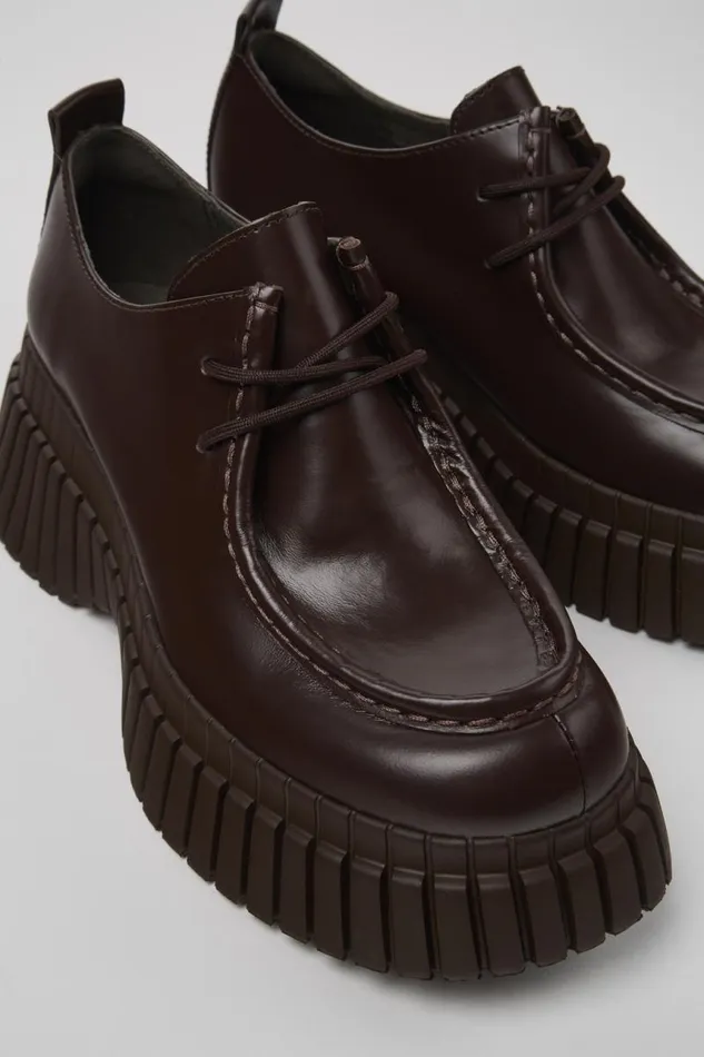 Women Camper Formal Shoes BCN Brown Leather Shoes Women Camper Formal Shoes BCN Brown Leather Shoes