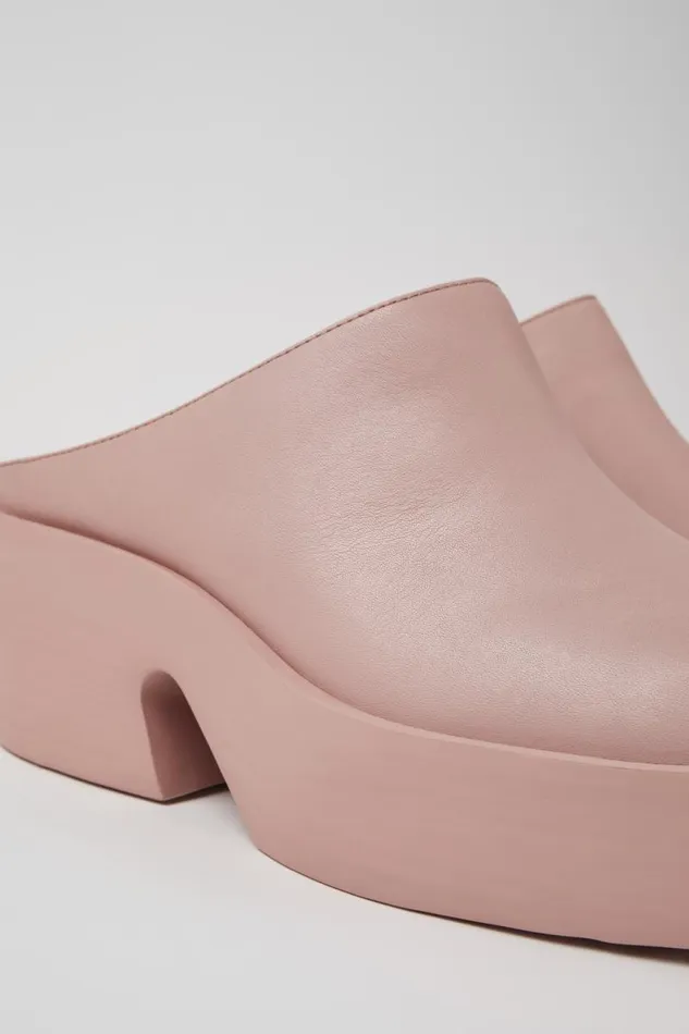 Women Camper Formal Shoes Billie Pink Leather Clogs