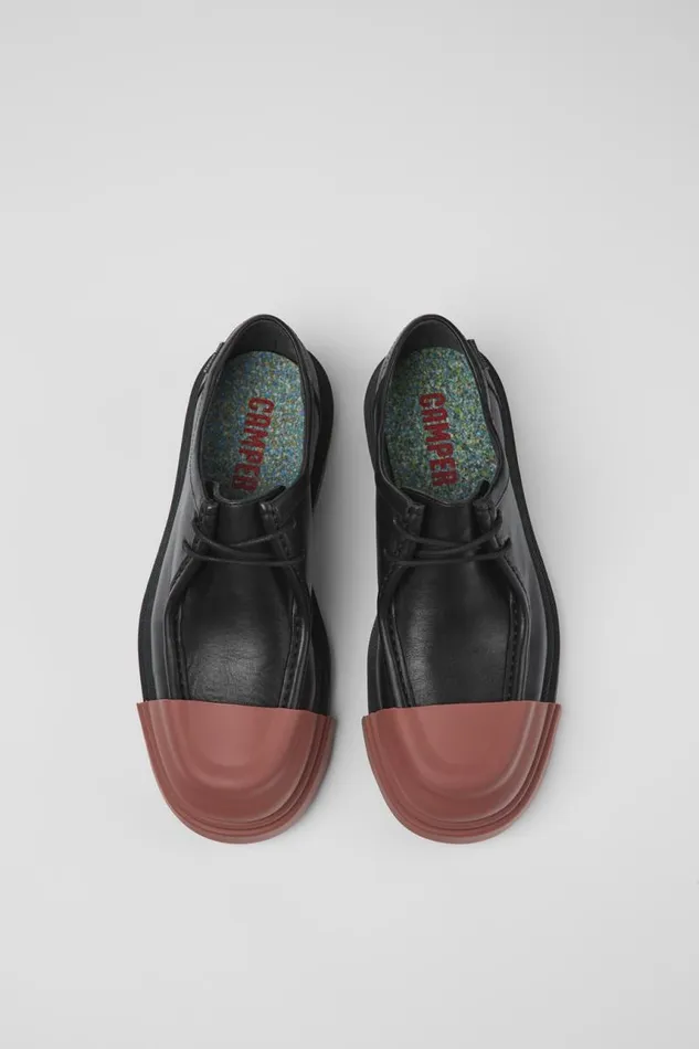 Women Camper Formal Shoes Junction Black Leather Wallabee Shoe