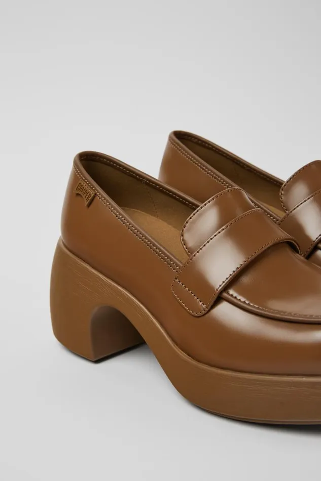 Women Camper Formal Shoes Thelma Brown Leather Shoes