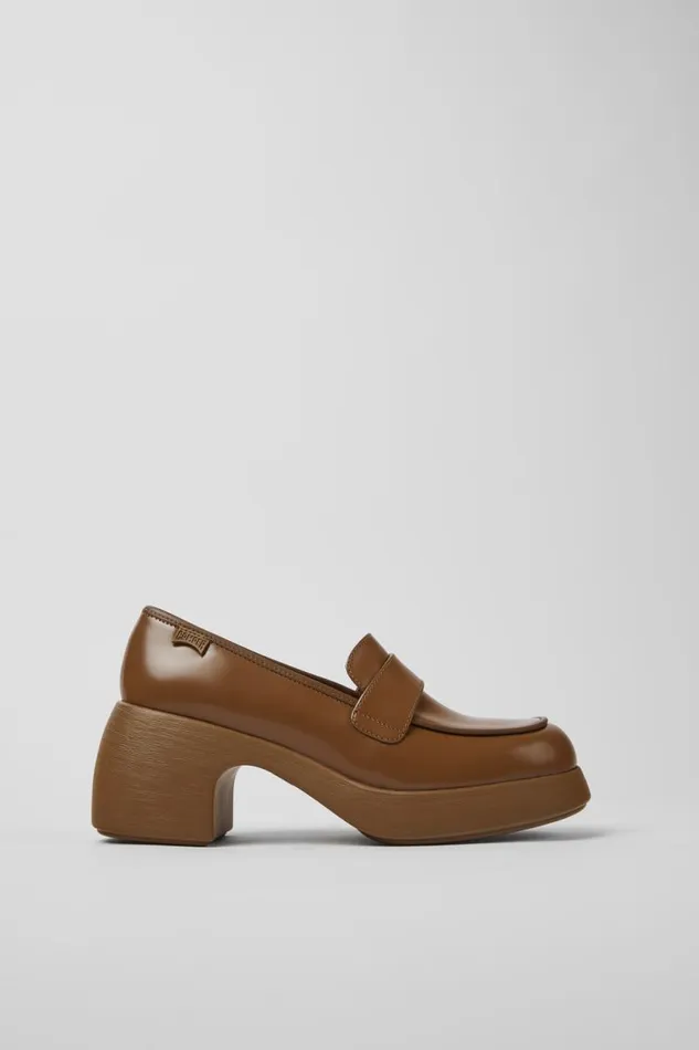 Women Camper Formal Shoes Thelma Brown Leather Shoes