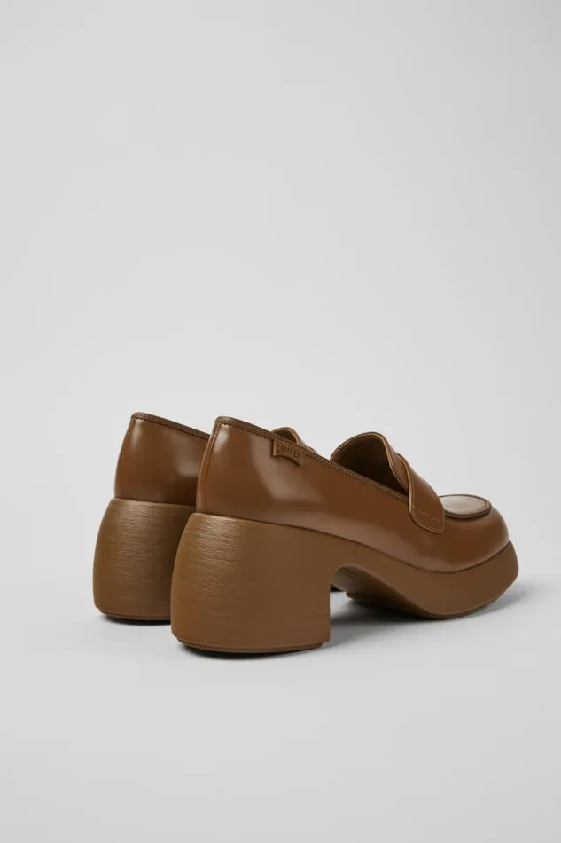Women Camper Formal Shoes Thelma Brown Leather Shoes