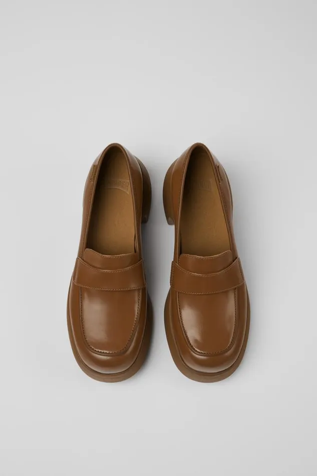 Women Camper Formal Shoes Thelma Brown Leather Shoes
