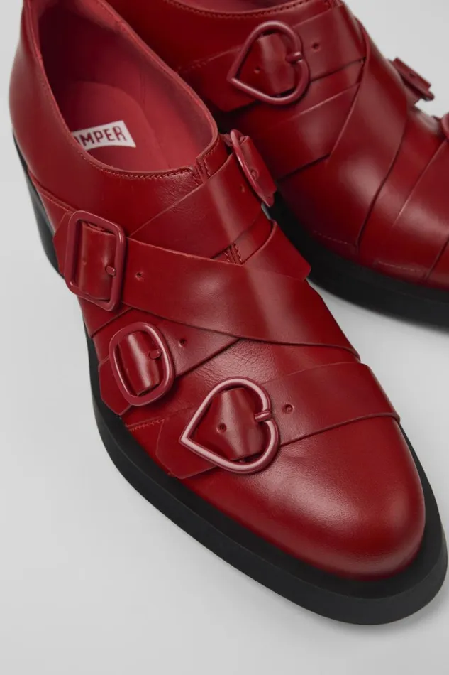Women Camper Formal Shoes Twins Red Leather Shoes Women Camper Formal Shoes Twins Red Leather Shoes