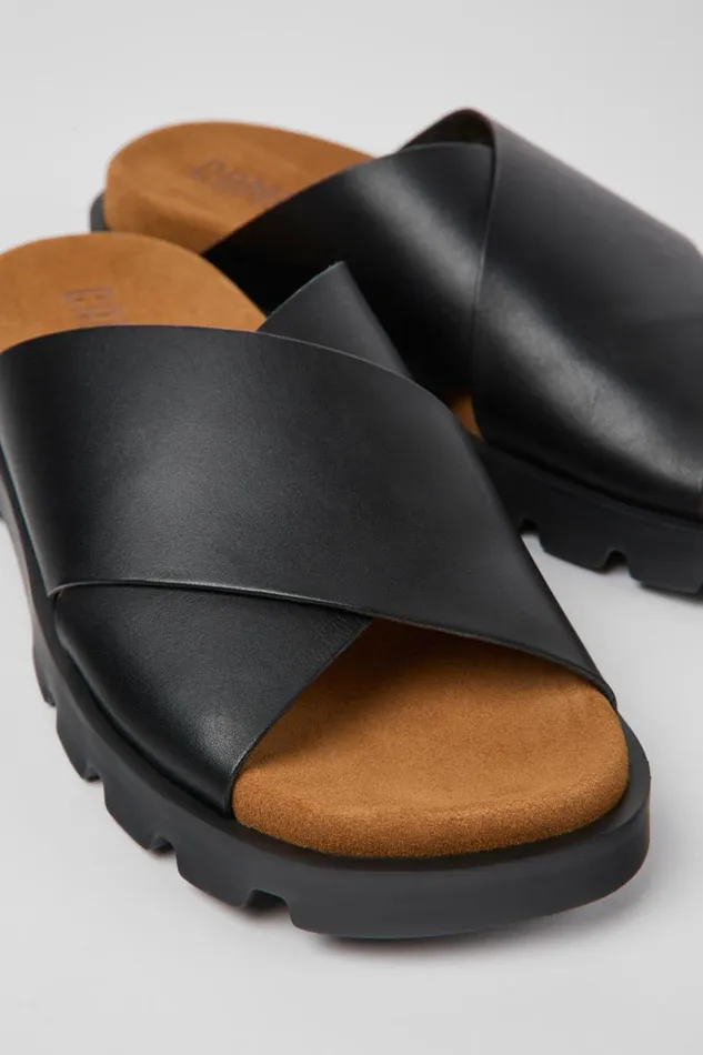 Women Camper Sandals Brutus Sandal Black Leather Sandals