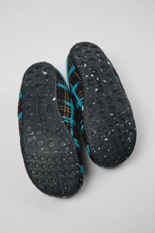 Women Camper Slippers Wabi Blue Multicolored Recycled Wool Slippers