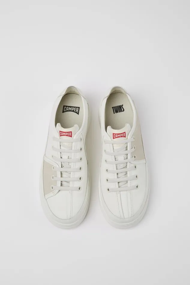 Women Camper Sneakers Twins White Multicolored Recycled Leather Sneakers