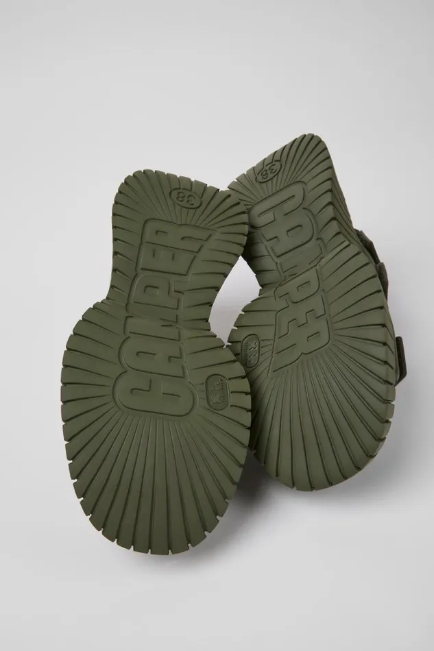 Women Camper Wedges BCN Green Leather Sandals Women Camper Wedges BCN Green Leather Sandals