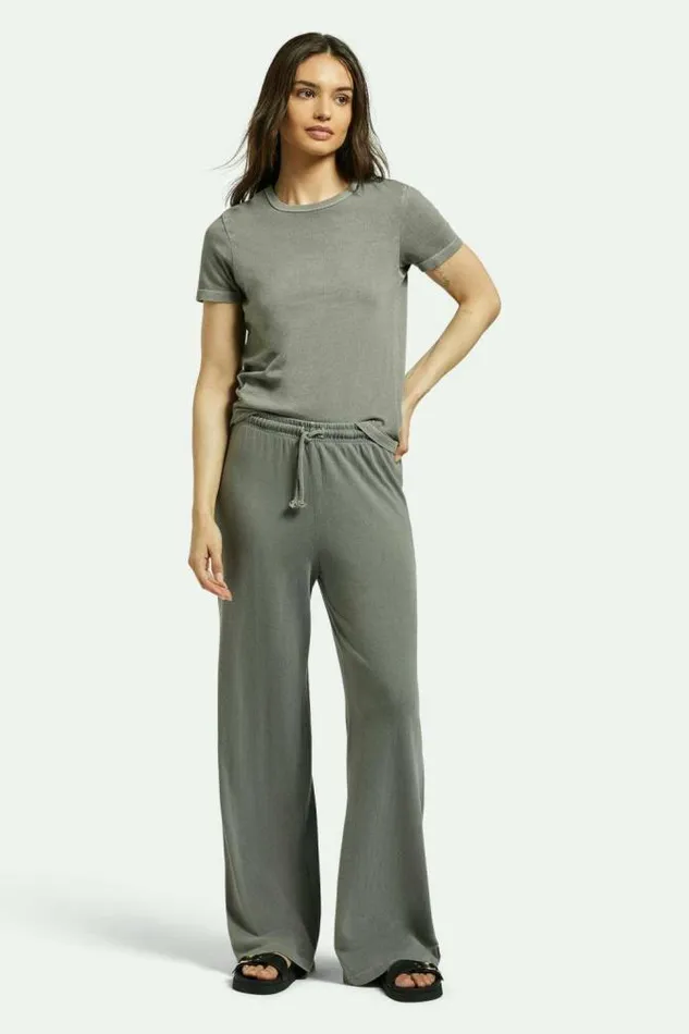 Women Carefree Organic Garment Dye Lounge Pant Washed Black Brixton Pants