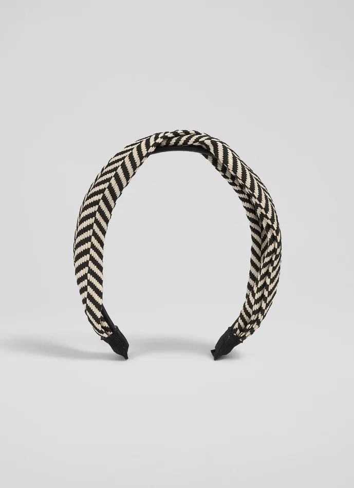 Women Carilla Black And White Chevron Fabric Hairband LKBennett Hair Accessories Women Carilla Black And White Chevron Fabric Hairband LKBennett Hair Accessories