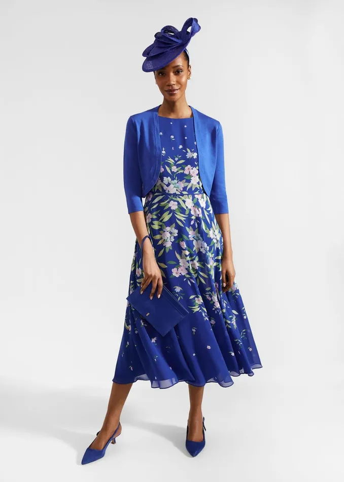 Women Carly Floral Midi Dress Blue Multi Hobbs Dresses and Jumpsuits