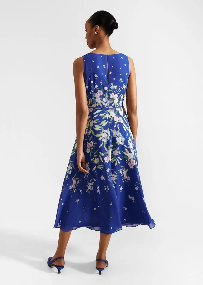 Women Carly Floral Midi Dress Blue Multi Hobbs Dresses and Jumpsuits