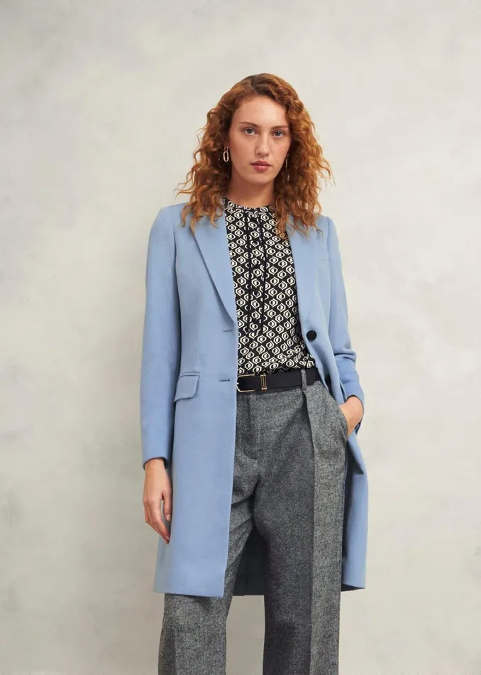 Women Cavendish Wool Coat Pale Blue Hobbs Coats and Jackets