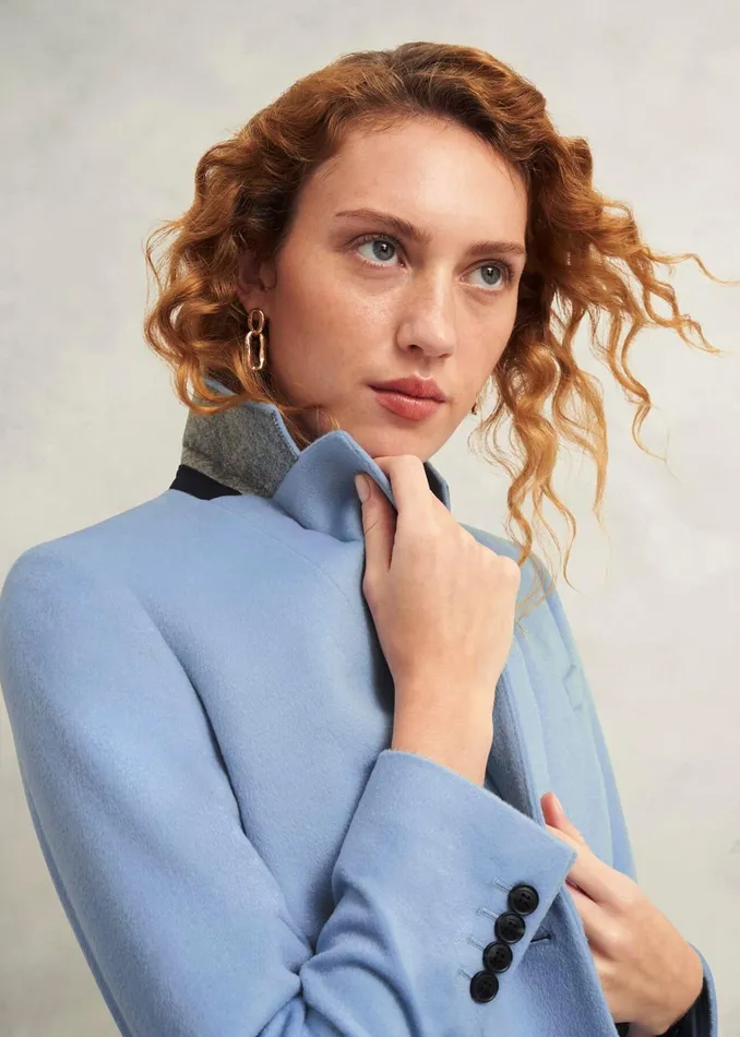 Women Cavendish Wool Coat Pale Blue Hobbs Coats and Jackets