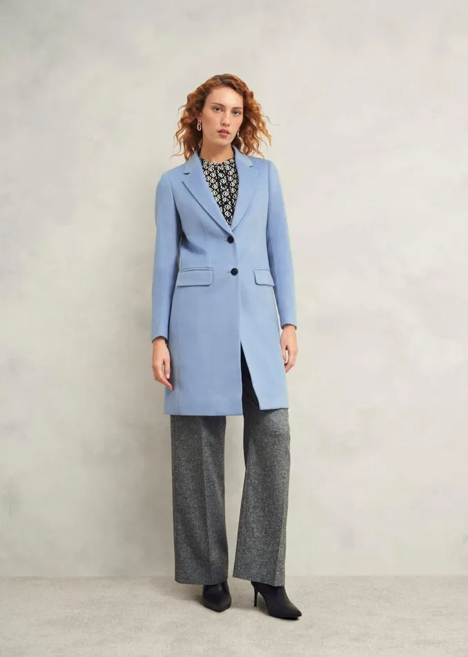 Women Cavendish Wool Coat Pale Blue Hobbs Coats and Jackets
