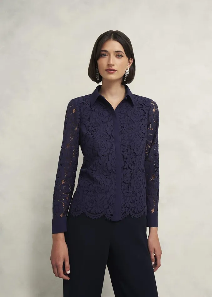 Women Claire Lace Shirt Midnight Navy Hobbs Tops