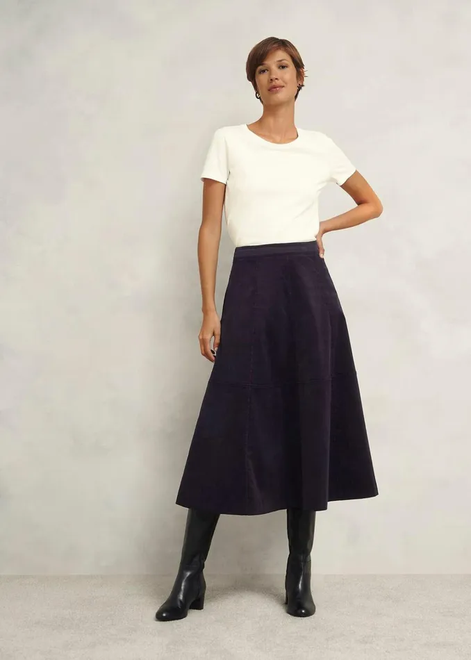 Women Clifton Cord Skirt Navy Hobbs Skirts
