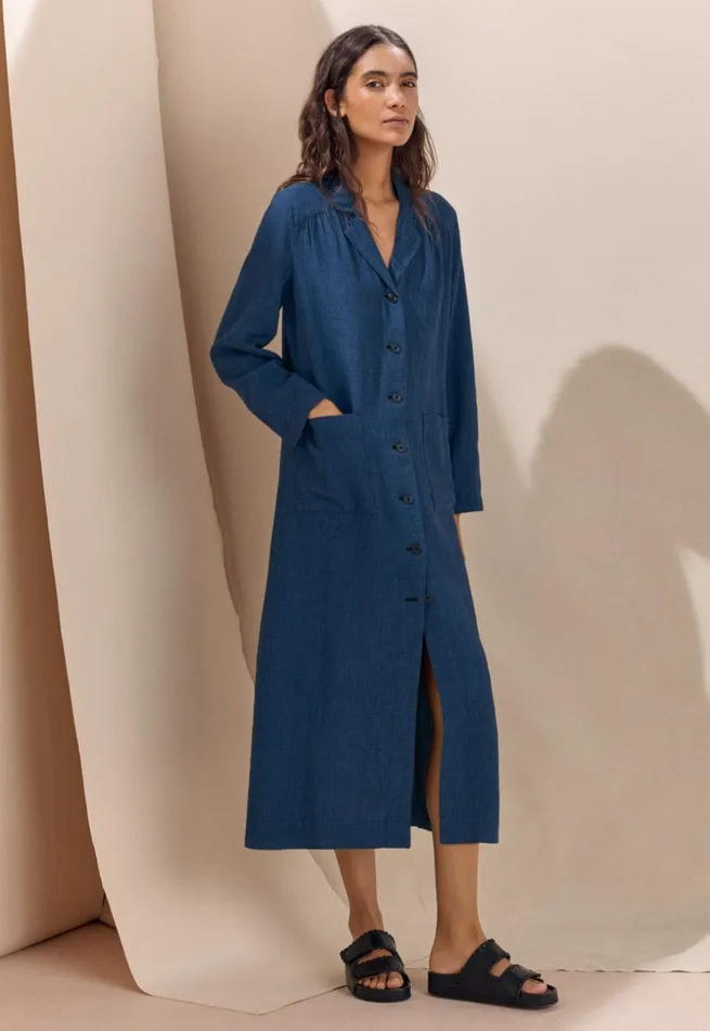 Women Coatdress Blue Black Poetry Fashion Jackets and Coats