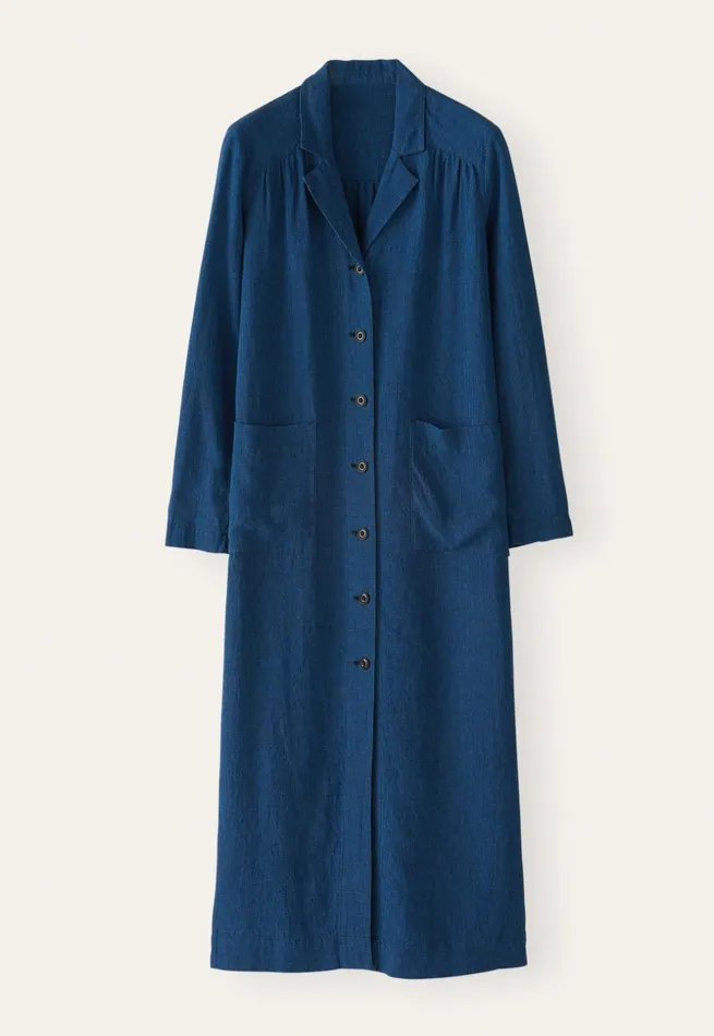 Women Coatdress Blue Black Poetry Fashion Jackets and Coats