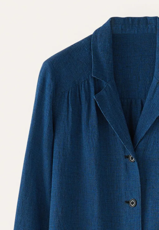 Women Coatdress Blue Black Poetry Fashion Jackets and Coats