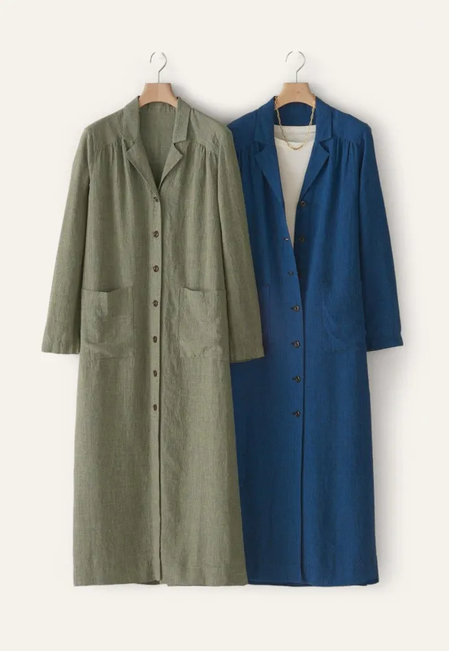 Women Coatdress Blue Black Poetry Fashion Jackets and Coats
