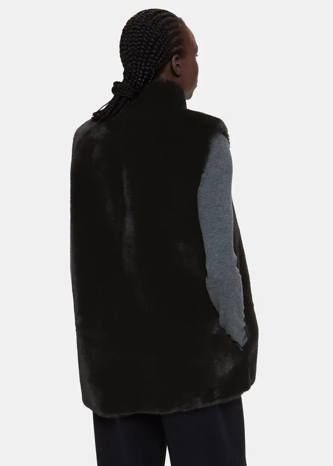 Women Coats and Jackets Whistles Black Faux Fur Gilet